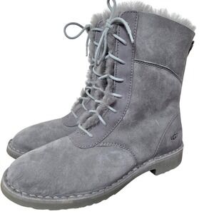 UGG Daney gray lace up winter boot fur lined interior womens size 8